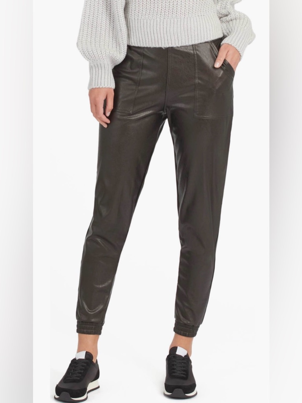 Spanx. Faux Leather Joggers. Black. Size Small.